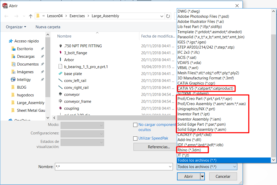 Compatibilidad de archivos con SolidWorks y diferentes CADs