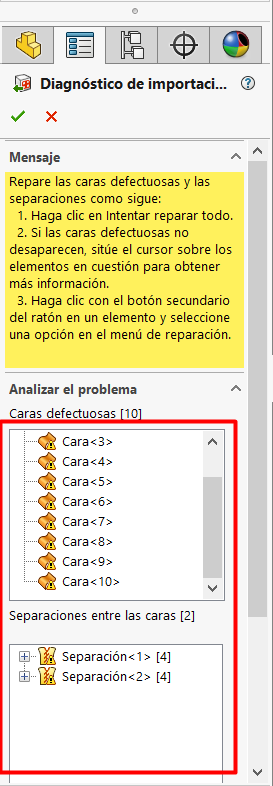 Propiety manager y superficies de defectos derivados