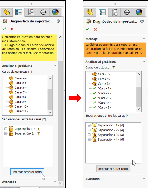 Reparacion de defectos en las piezas importadas