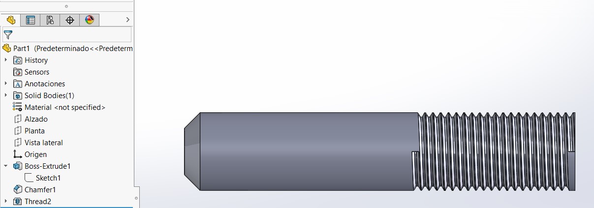 Ejemplo de diseño de rosca de SolidWorks