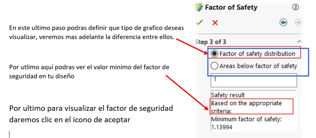 Paso tres para corregur los factores de seguridad de SolidWorks