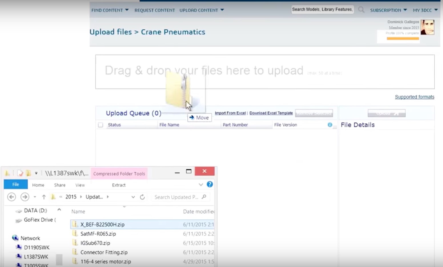 Carga de archivos 3D a Content Central SolidWorks