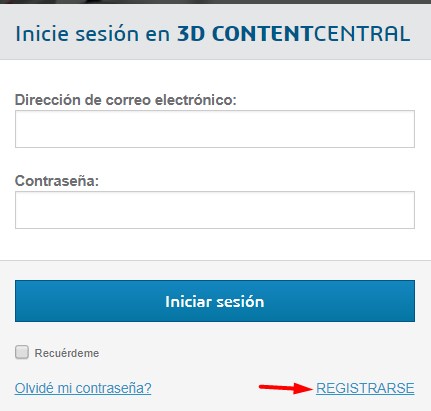 Paso 2 para crear una cuenta en Content Central SolidWorks