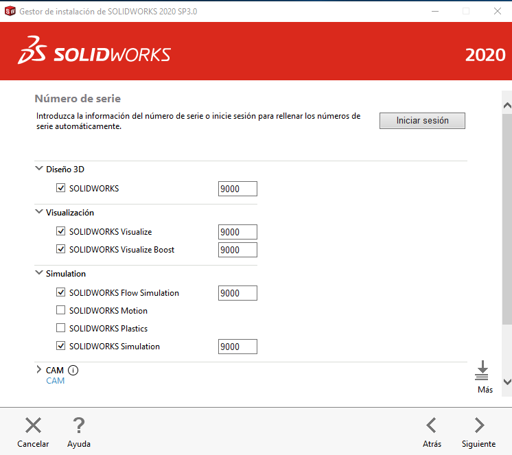 Numeros de serie productos de SOLIDWORKS