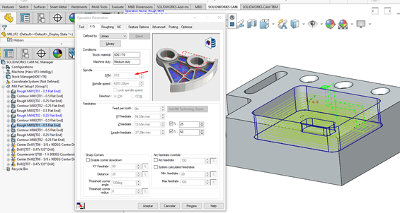 operation parameters spindle