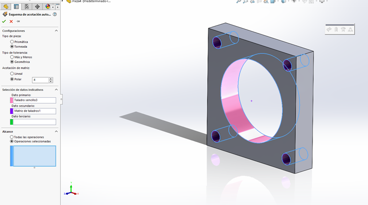 cotas de pieza en SOLIDWORKS