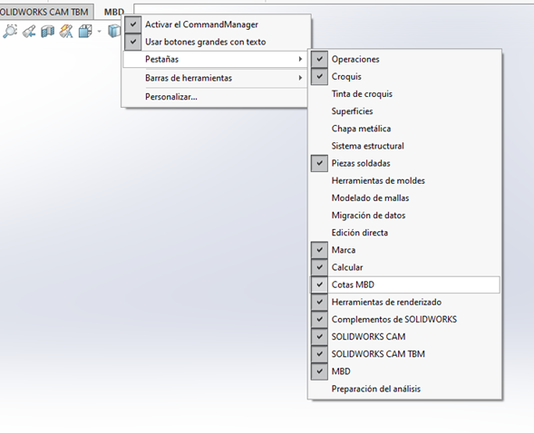 activar MBD solidworks