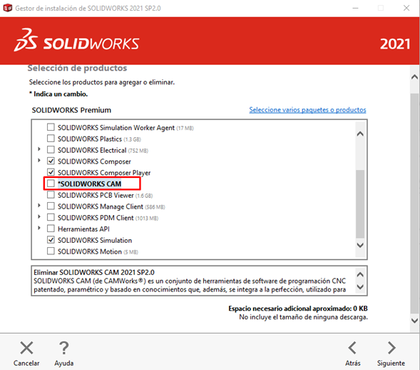 solidworks cam - instalación