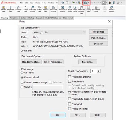 impresión de documentos solidworks