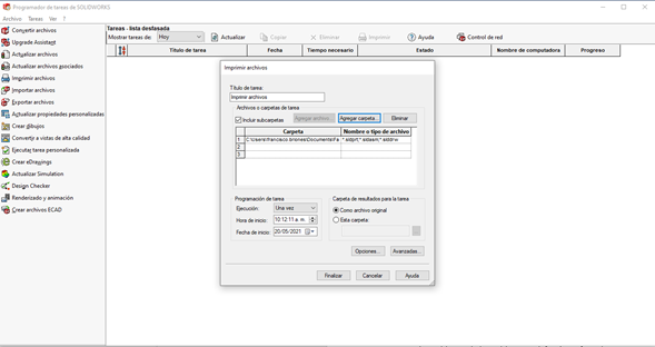 programador de tares de solidworks