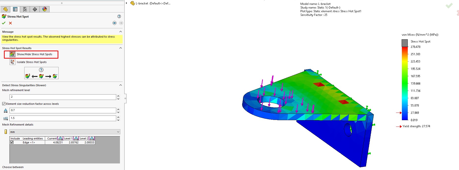 Solidworks simulation gráfico 1